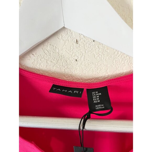 Tahari Womens Pink Short-Sleeve Keyhole Neck Top Medium Stretch Lightweight New - Picture 2 of 8
